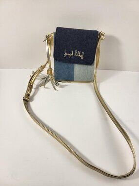 Joseph Ribkoff three Tone Denim and Gold Bag Mini Purse Tassel Crossbody